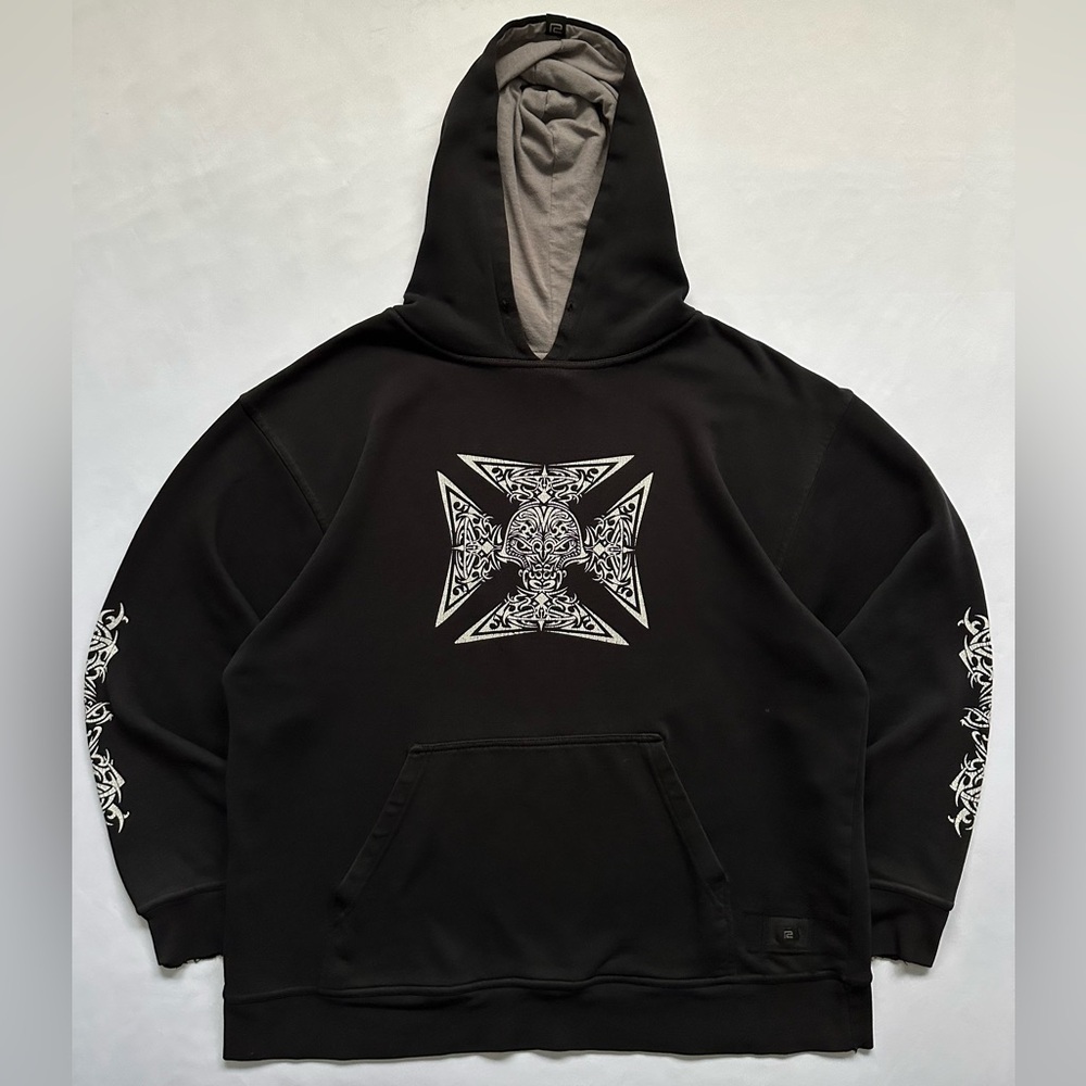 Y2K Randy River R2 Tribal Cross Baggy Streetwear Hoodie